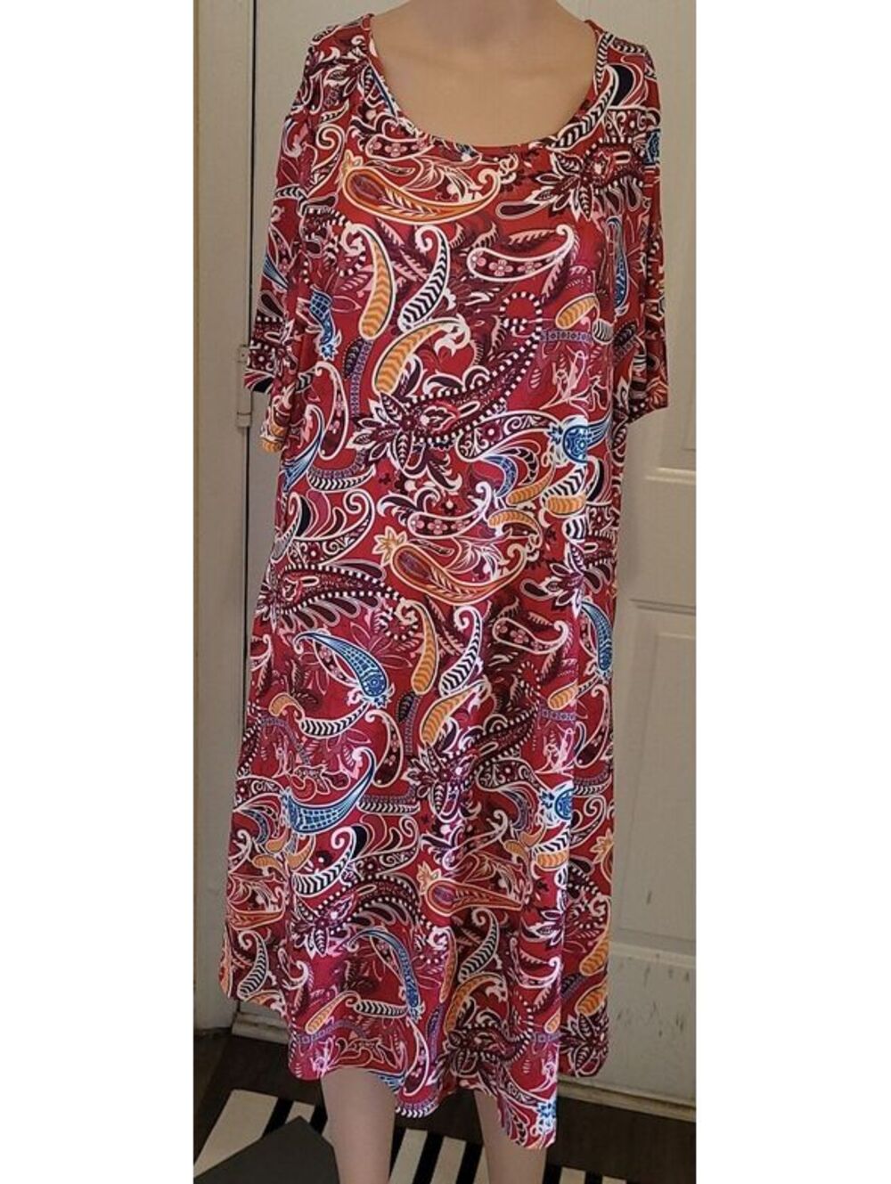 Locryz Women's Summer Relaxed Fit Floral Print Multicolor Dress Plus Size 2XL
